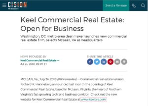 Keel CRE Opens Leasing Office in McLean (Tysons) VA